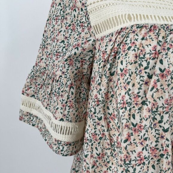 English Factory Women's Floral Lace Trim Dress Size M Shift Button Close - Picture 5 of 15